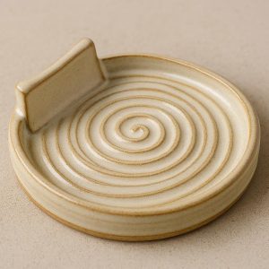 Ceramic Soap Dish with Swirl Pattern and Sponge Rest