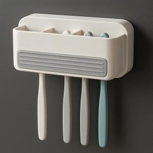 Wall-Mounted Toothbrush Rack with Anti-Slip Base