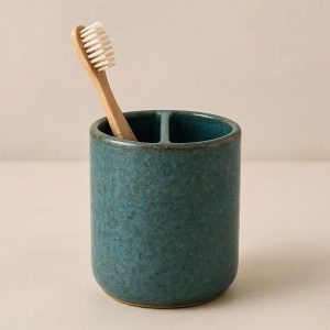 Ceramic Toothbrush Holder with Glazed Finish